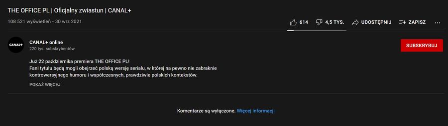 Trailer "The Office PL" nie został przyjęty ciepło przez widzów