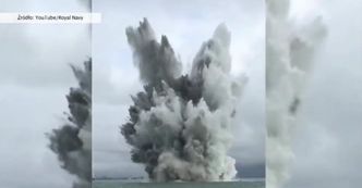 Detonacja miny z czasów II wojny światowej