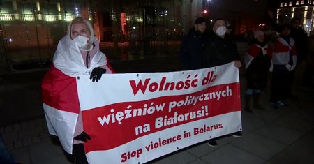 Akcja solidarnościowa we Wrocławiu dla białoruskich więźniów politycznych.