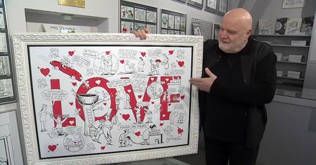 Andrzej Mleczko przekazał kolejny obraz na licytację w finale WOŚP. Tegoroczne dzieło nosi wymowny tytuł “Love”