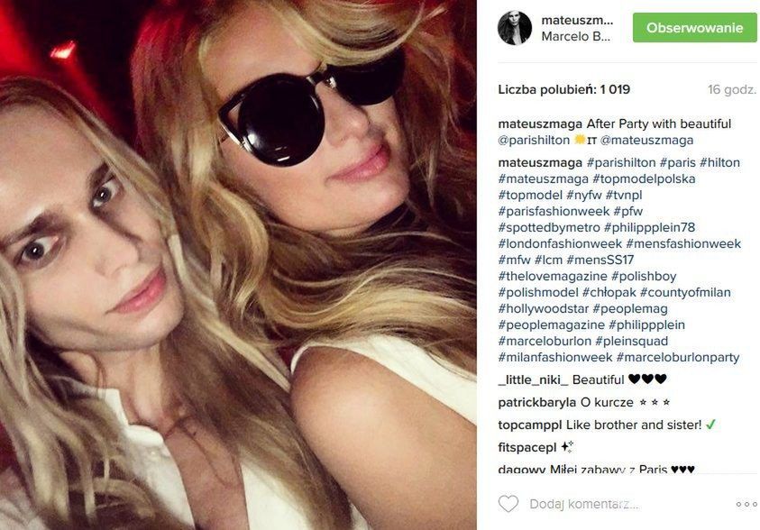 Mateusz Maga i Paris Hilton na Milan Fashion Week
