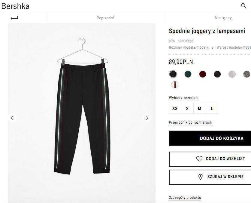 Spodnie z lampasami, które ma Oliwia Bieniuk – 89,90 złotych, Bershka
