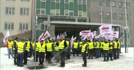 Związkowcy z Jastrzębskiej Spółki Węglowej protestują przeciw decyzjom ministra energii i rady nadzorczej spółki