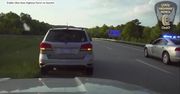 Kobieta nie mogła wyhamować rozpędzonego samochodu na ruchliwej drodze.