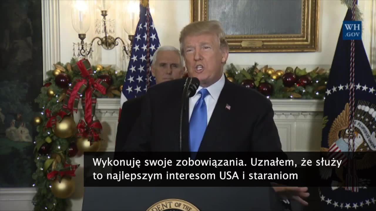 Prezydent USA: Najwyższy czas, by oficjalnie uznać Jerozolimę za stolicę Izraela