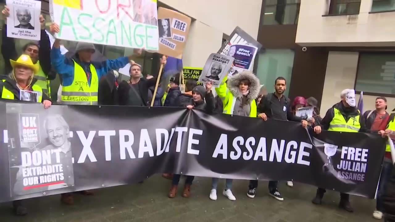 Protest zwolenników Juliana Assange’a w Londynie.