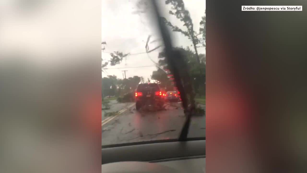 Silny wiatr łamał drzewa. Trudne warunki na drogach w New Jersey