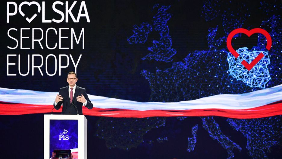 Mateusz Morawiecki na konwencji Zjednoczonej Prawicy w Szeligach