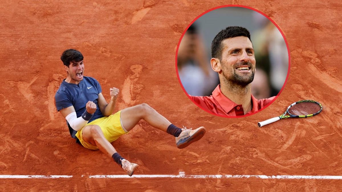 Getty Images / Clive Brunskill / Na głównym: Carlos Alcaraz, w kółeczku: Novak Djoković