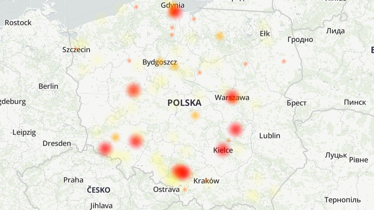 Vectra zmaga się z awarią, źródło: downdetector