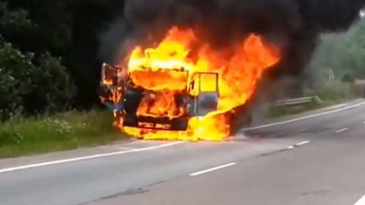 pożar kabiny ciężarówki