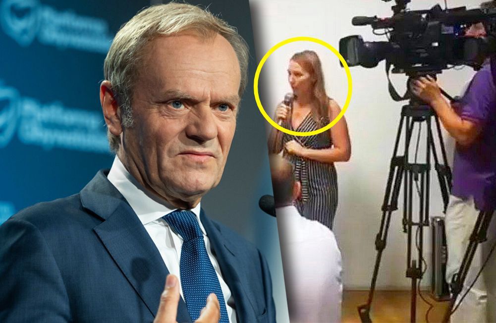 Donald Tusk wrócił do polskiej polityki z przytupem. Z prawej dziennikarka TVP Info, kadr z 2018 roku