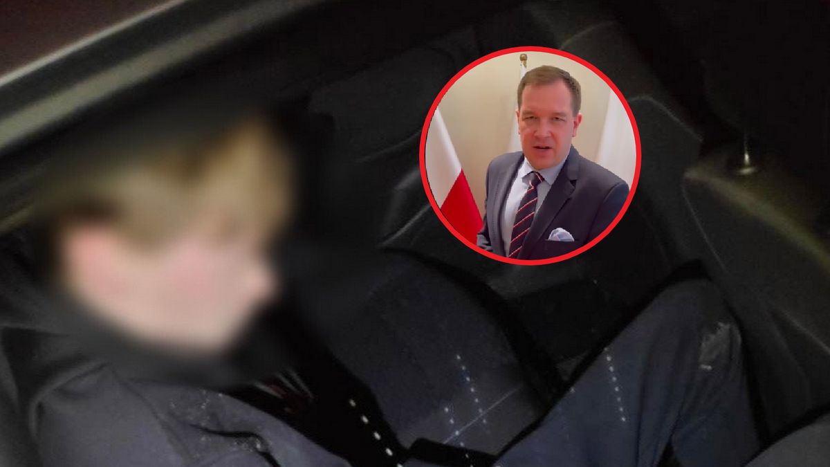 Zdjęcie przedstawiające zatrzymanego "Kawiaqa". w "ramce" Wiceminister Sprawiedliwości, Piotr Cieplucha