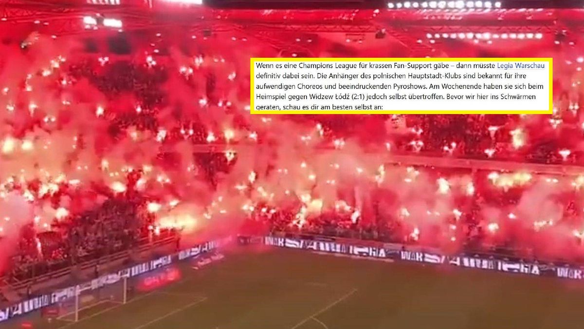 Twitter / Legia.Net / Na dużym zdjęciu stadion Legii Warszawa, na małym fragment artykułu portalu OneFootball