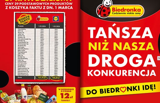 "Tańsza niż nasza droga konkurencja" nowym hasłem reklamowym Biedronki