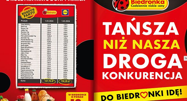 "Tańsza niż nasza droga konkurencja" nowym hasłem reklamowym Biedronki