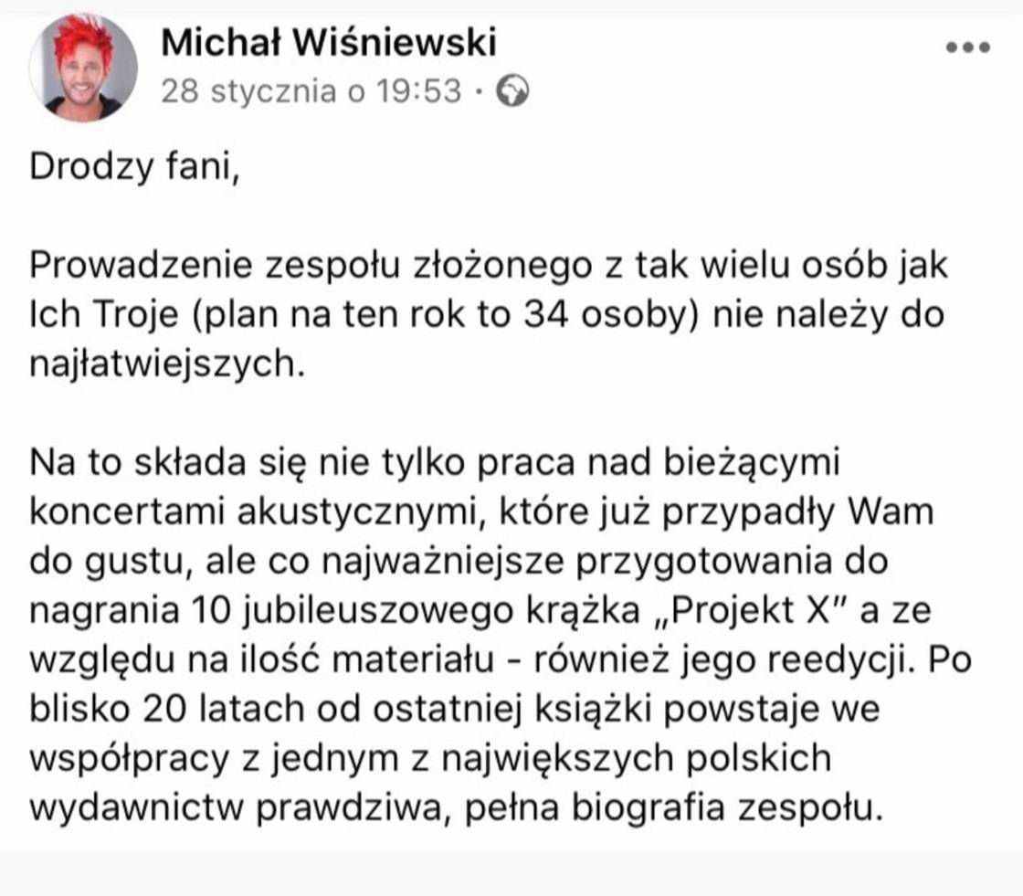 Michał Wiśniewski Oświadczenie