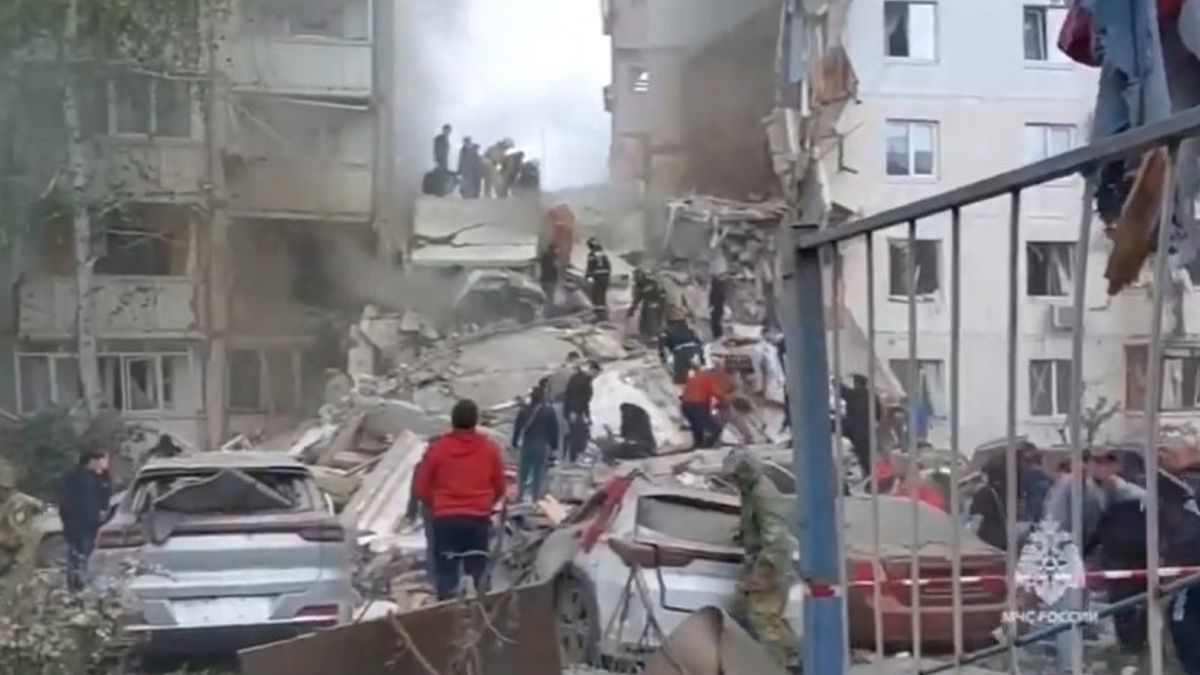 Zawalony budynek w Biełgorodzie.