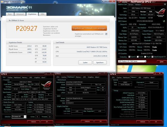 rekord wydajności w 3DMark 11 (Performance) z dwoma kartami graficznymi ASUS Radeon HD 7970