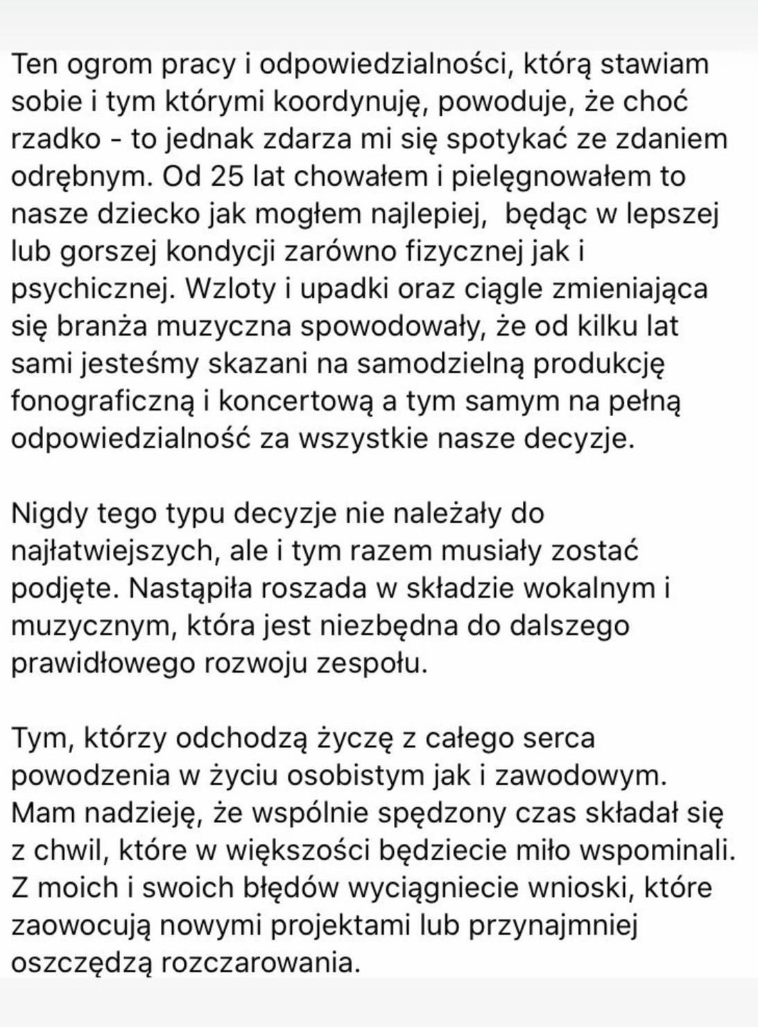 Michał Wiśniewski Oświadczenie