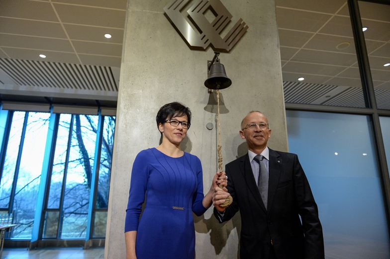 Wiesław Rozłucki z Małgorzatą Zaleską, nową prezes GPW