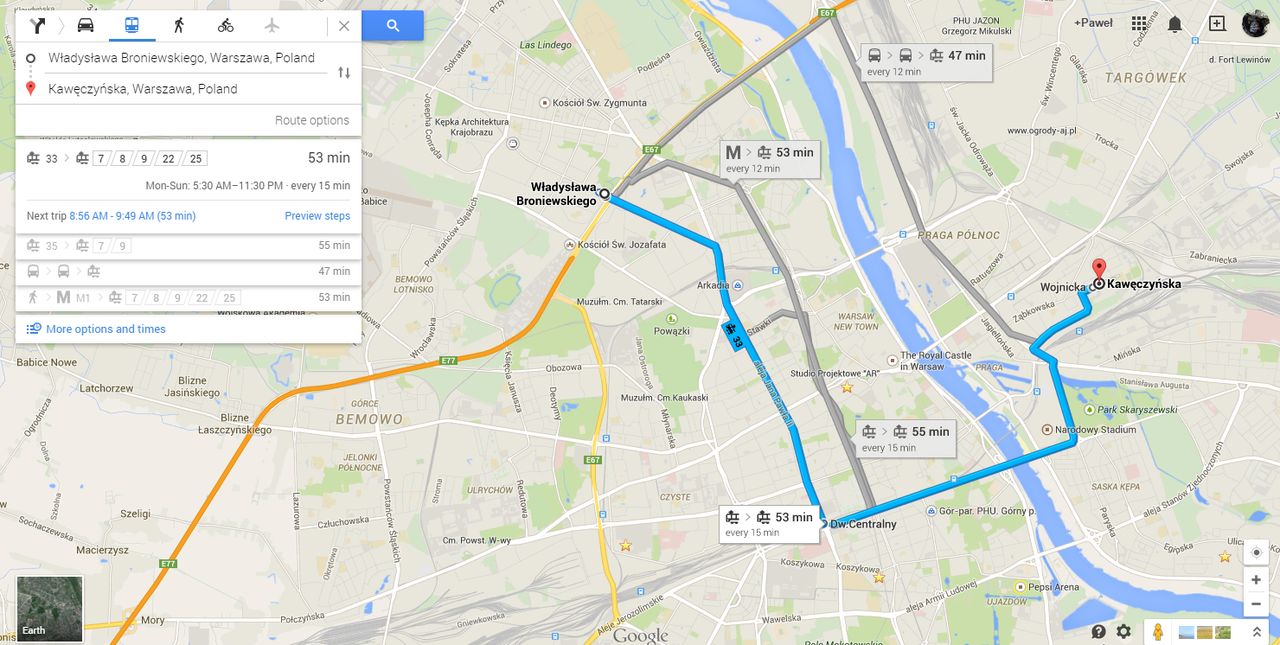 Google Transit dla Warszawy już działa, konkurencja może być spokojna