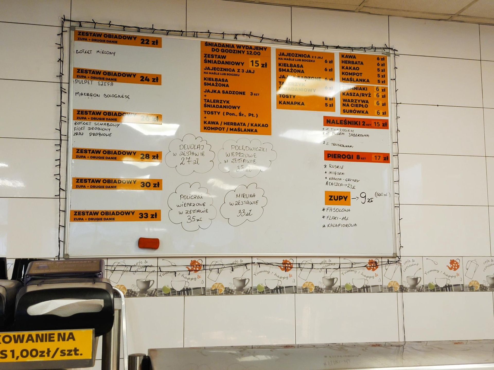 Menu w barze mlecznym w Gdańsku