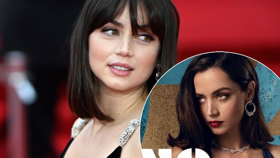Ana de Armas na premierze filmu "Nie czas umierać" i na plakacie, który go promuje