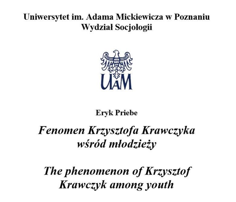 Praca dyplomowa analizuje fenomen popularności Krzysztofa Krawczyka wśród młodzieży