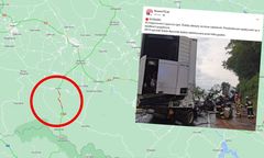 Czołowe zderzenie ciężarówek. Jeden z kierowców wisiał na kabinie