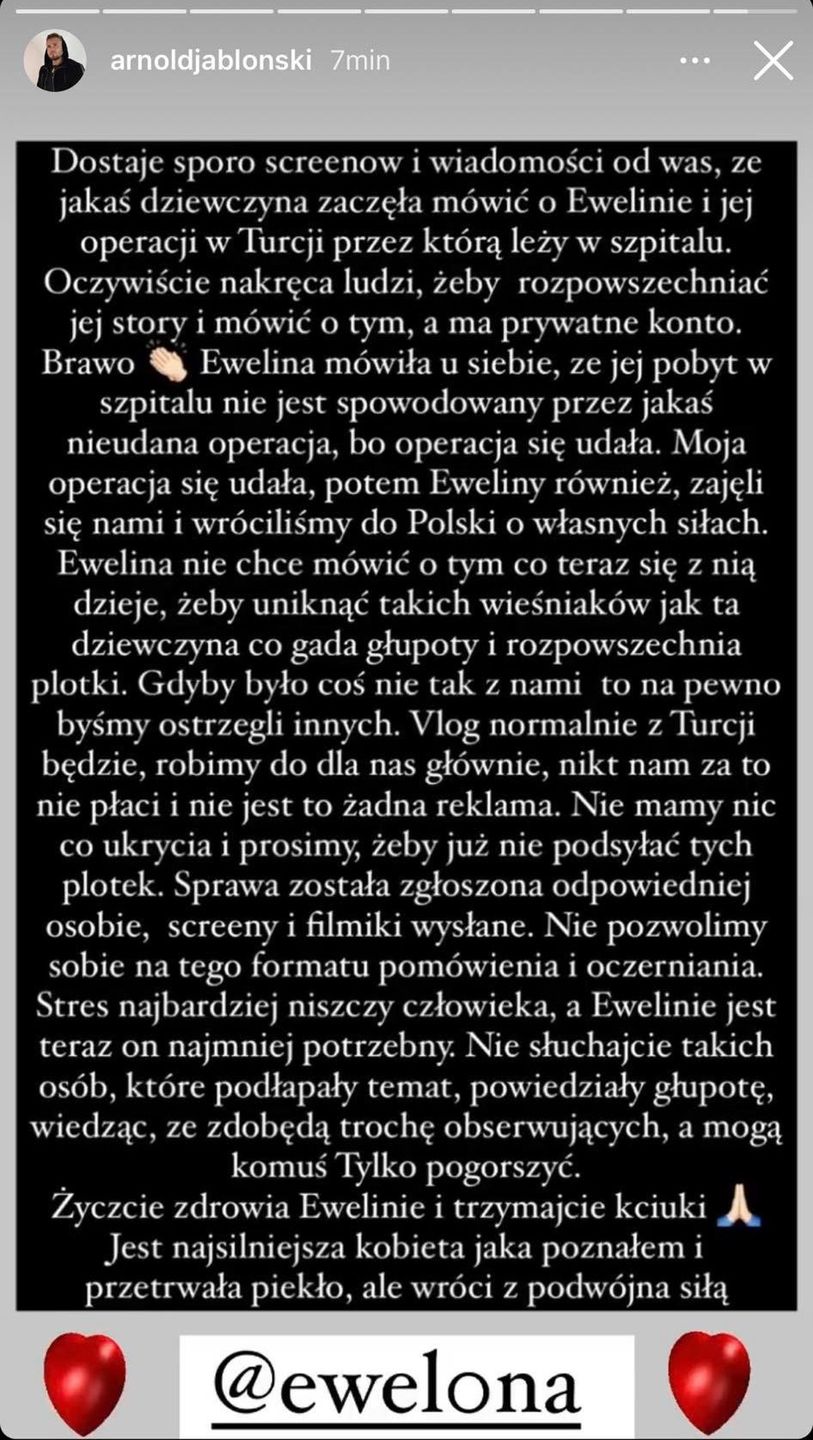 Wpis Arnolda Jabłońskiego - chłopaka Ewel0ny