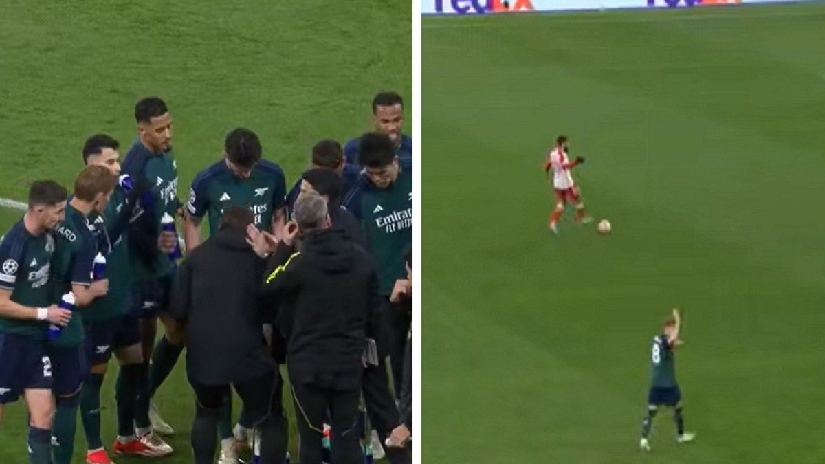 Twitter / Polsat Sport / Na zdjęciu: piłkarze Arsenalu i Bayern w akcji