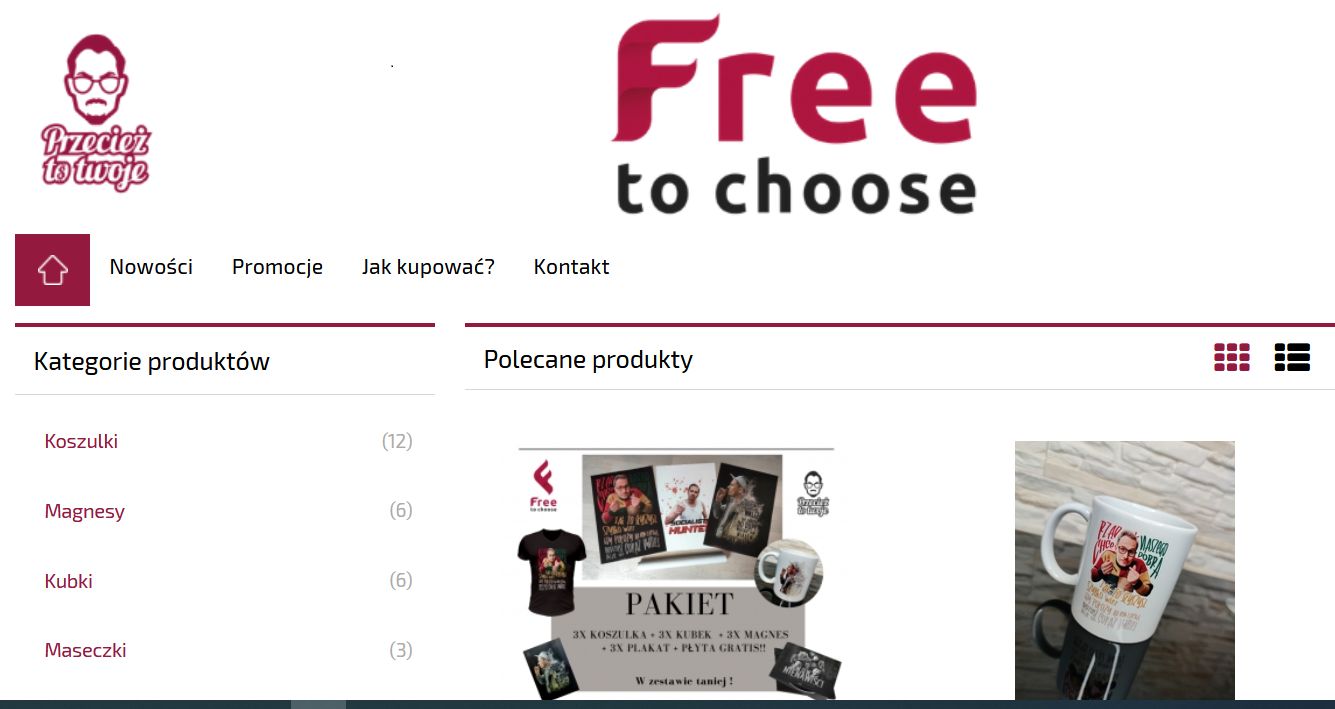 Archiwalna strona sklepu internetowego Free to choose