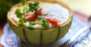 Zupa krem z melona z mleczkiem kokosowym i krewetkami