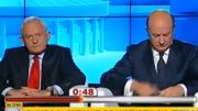 Na zdjęciu Leszek Miller i Jacek Rostowski podczas debaty