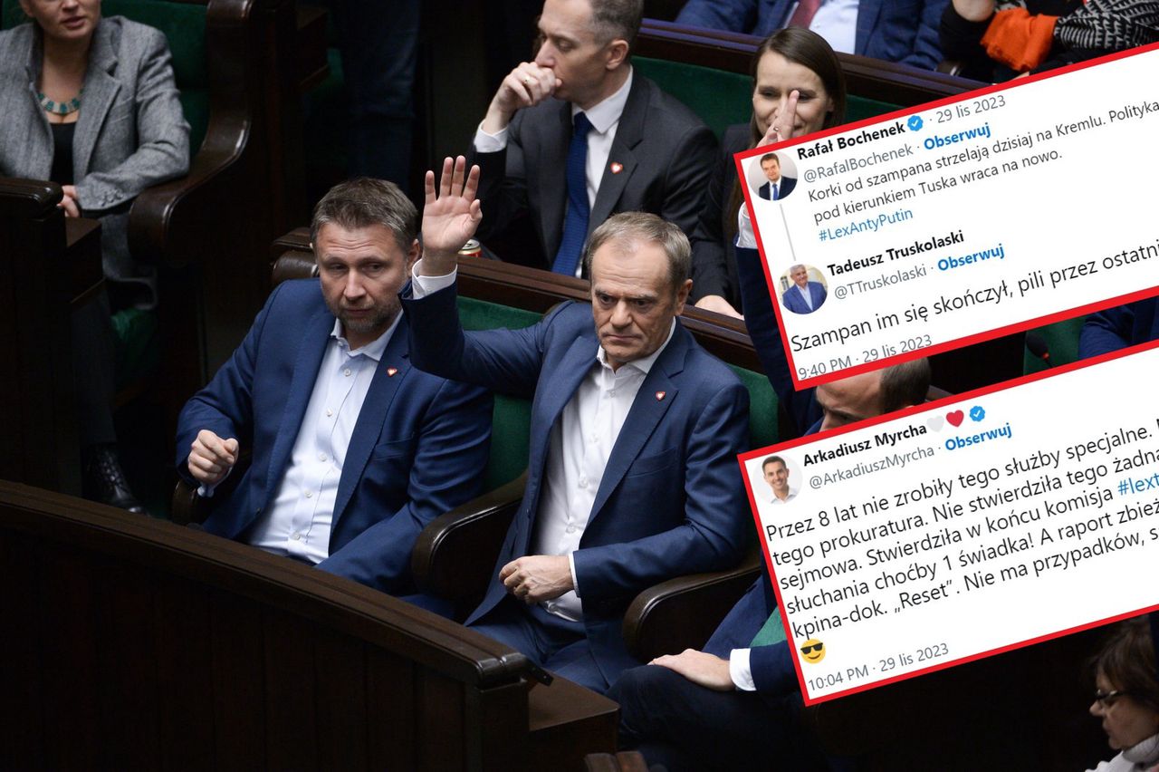 "Korki od szampanów". W sieci fala komentarzy po decyzji ws. "lex Tusk"