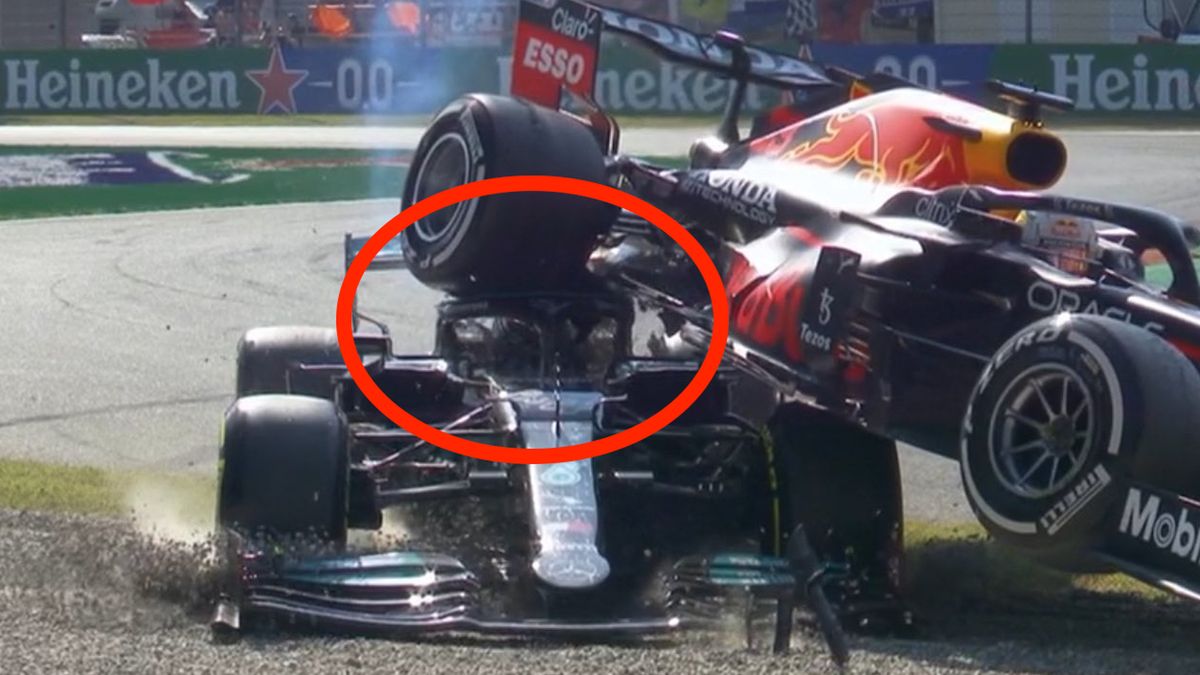 wypadek Lewisa Hamiltona i Maxa Verstappena