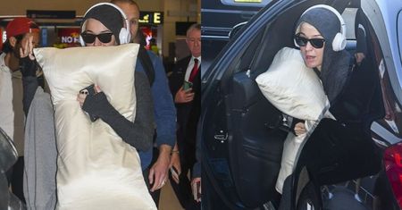 Ciężarna Katy Perry opuszcza Australię, chroniąc się przed koronawirusem za pomocą poduszki (ZDJĘCIA)