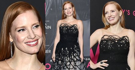 Jessica Chastain w sukni w bazgroły