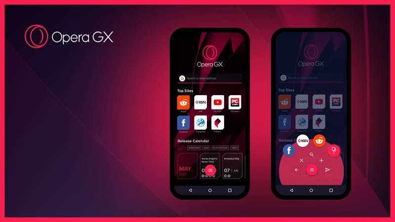 Opera GX Mobile nawigacja