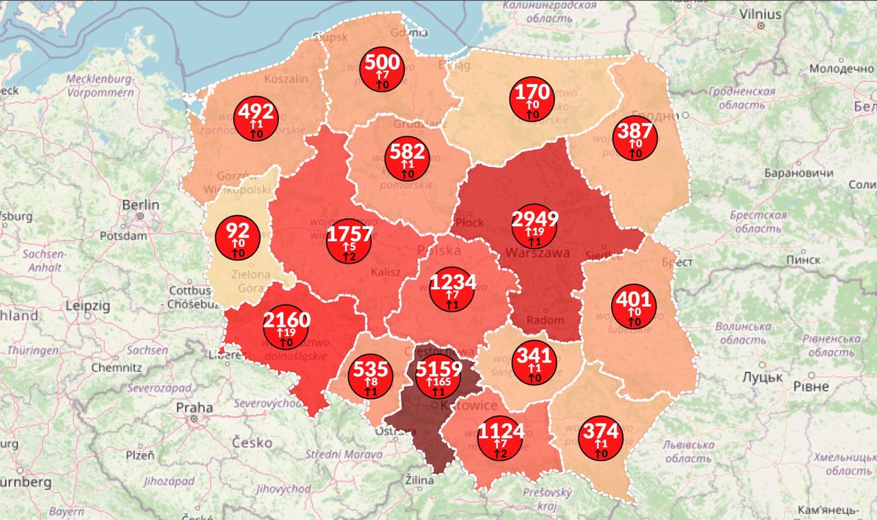 Koronawirus: w Polsce 241 nowych przypadków i duży wzrost osób, które przeszły kwarantannę [Mapa 16.05.20]
