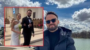 Dziennikarz już po ślubie. Jego żona wyglądała obłędnie