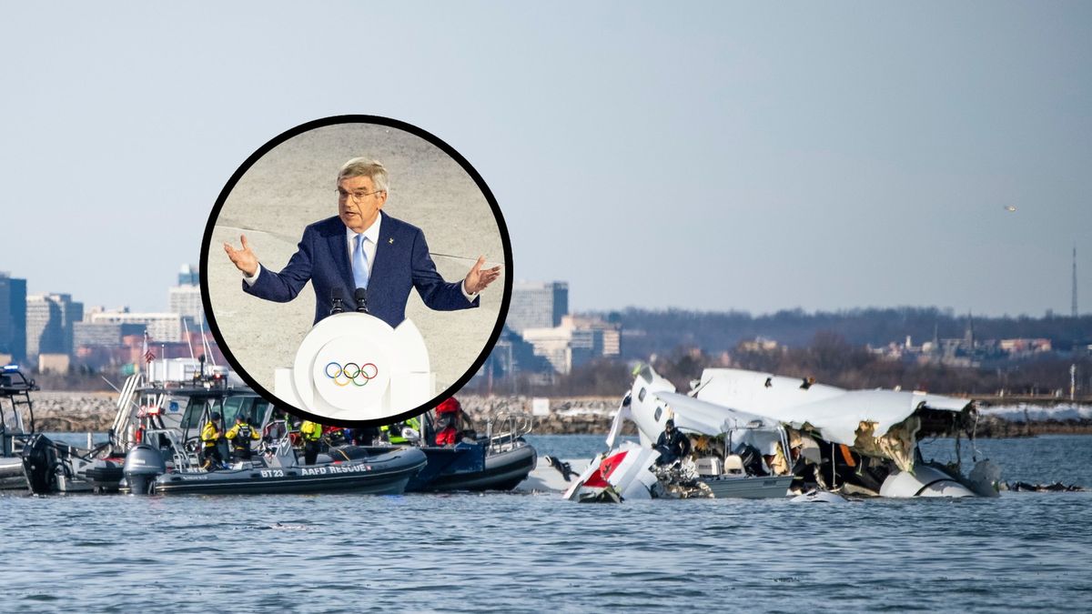 Materiały prasowe / Na głównym zdjęciu: katastrofa w USA (EPA/US COAST GUARD), w kółku: Thomas Bach (Tom Weller/VOIGT/GettyImages)