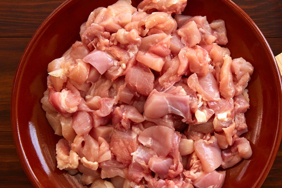 Mix the chopped breast with simple ingredients.