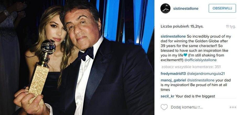 Sistine Stallonei jej tata Sylvester Stallone (fot. Instagram)