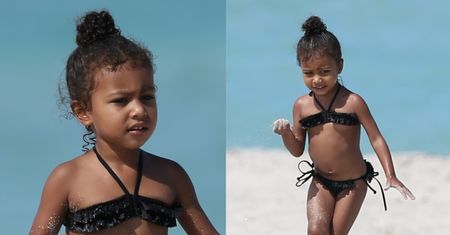 Dzieci Kim Kardashian bez mamy na plaży w Miami (ZDJĘCIA)