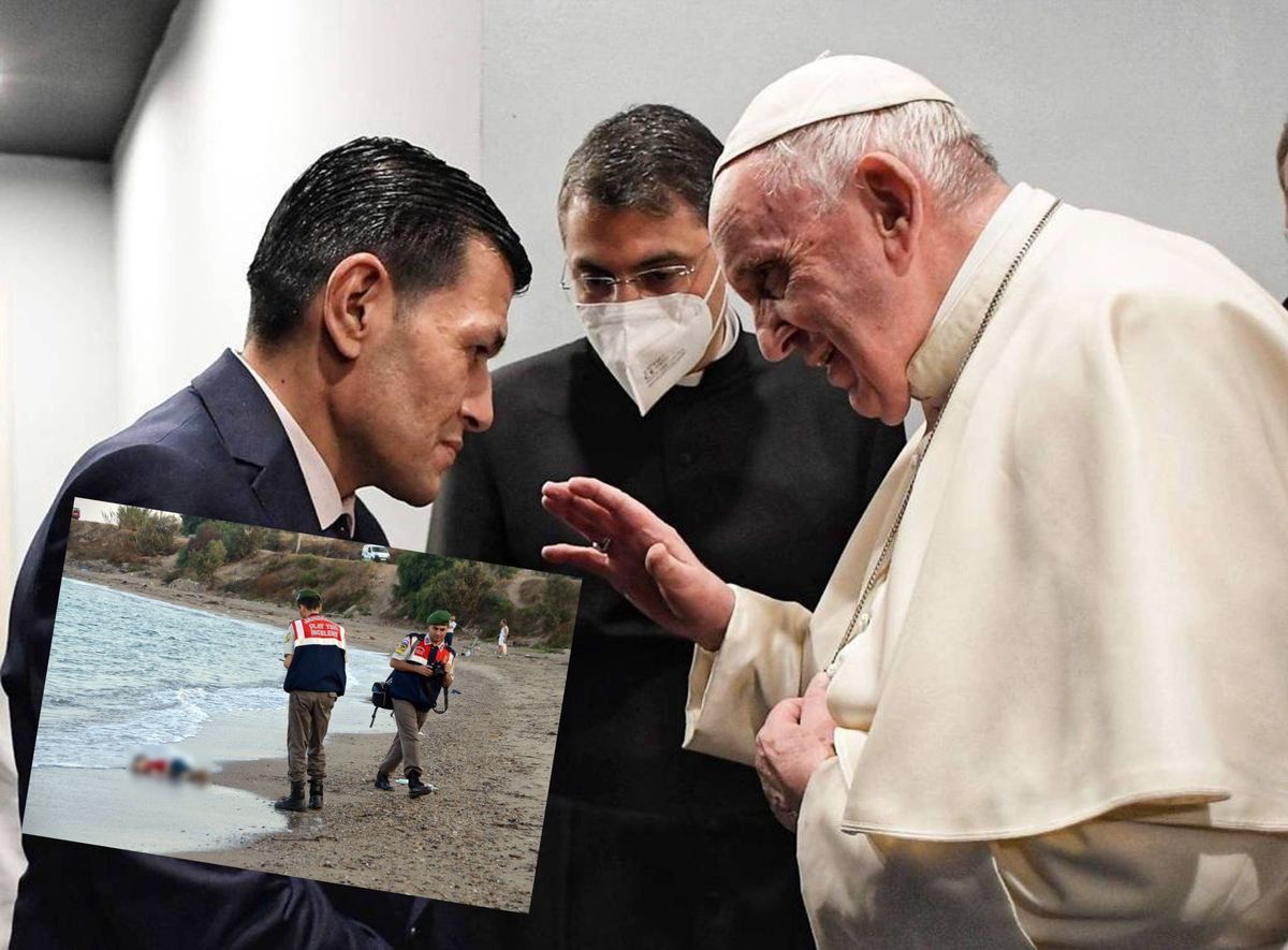 Irak. Papież Franciszek wsparł mężczyznę, który stracił syna. Zwłoki dziecka morze wyrzuciło na brzeg