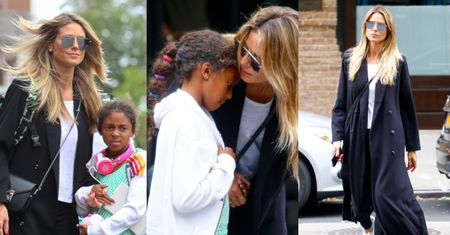 Rozczarowana przegraną Niemiec Heidi Klum odprowadza dzieci na letni obóz