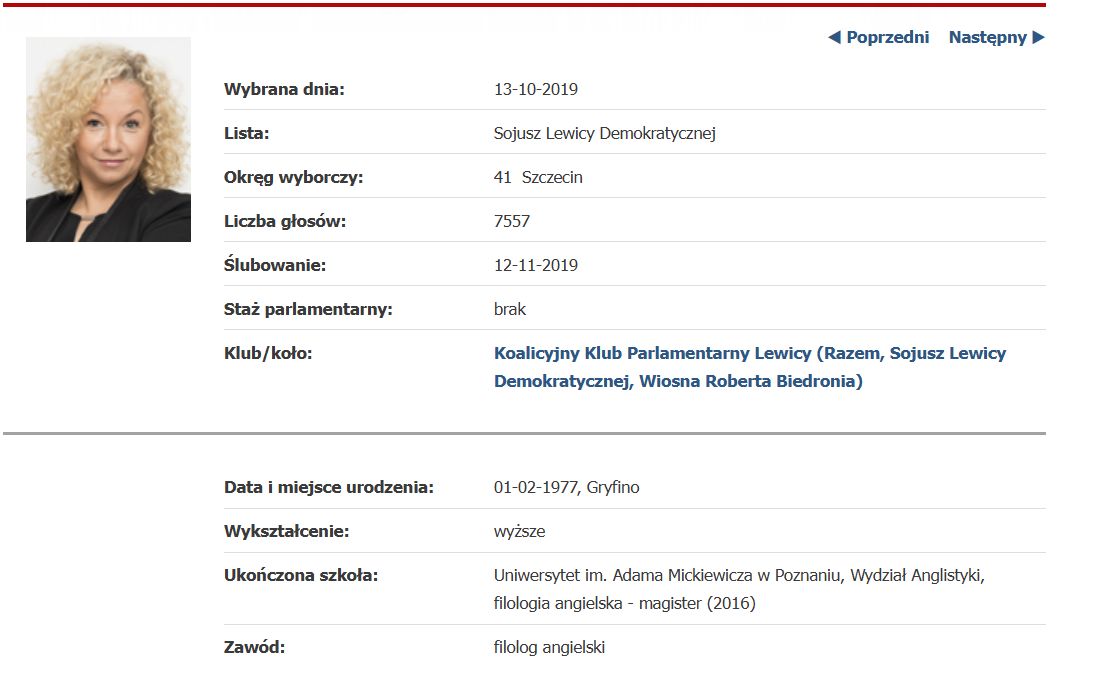 Archiwalny wpisze strony Kancelarii Sejmu 