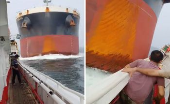 Zderzenie giganta z kutrem. Dramatyczne nagranie z Singapuru